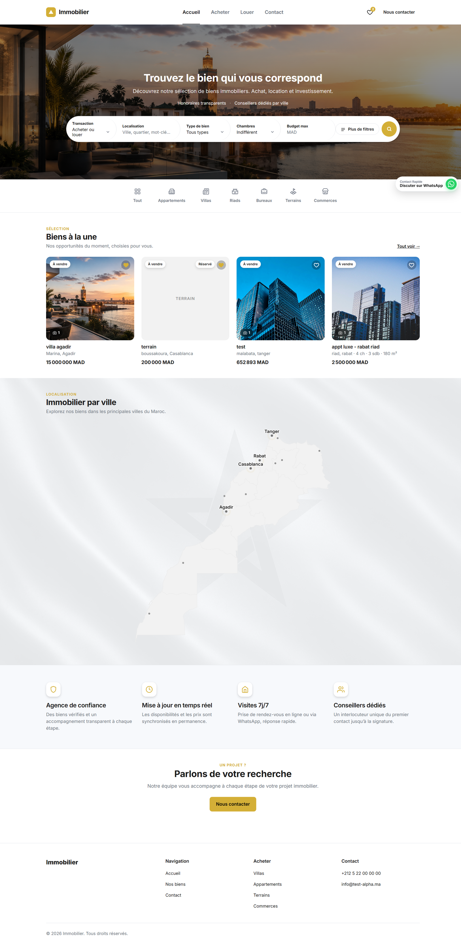 Site web immobilier public généré par ImmoSync 360