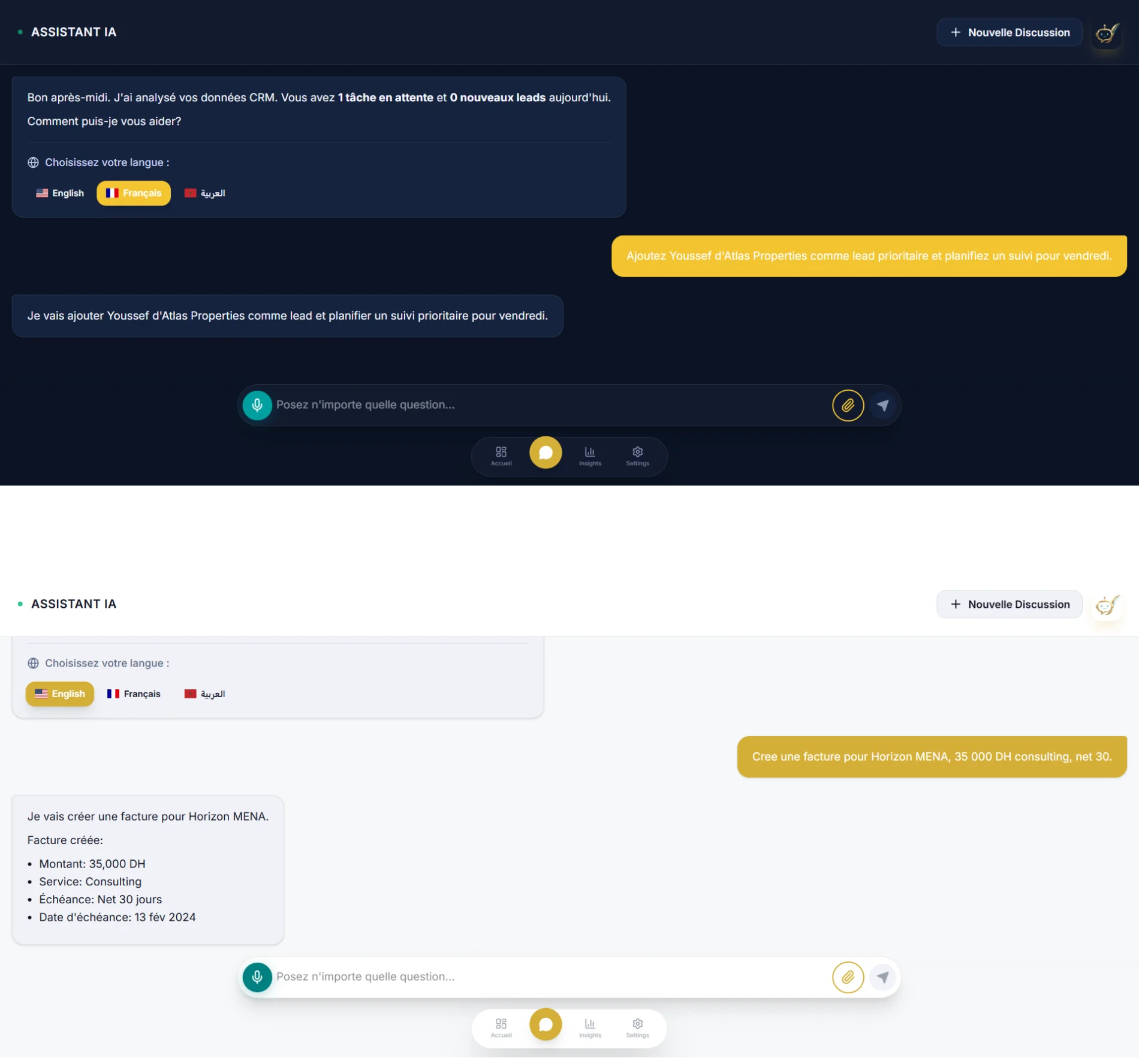 Chatbot et commandes IA